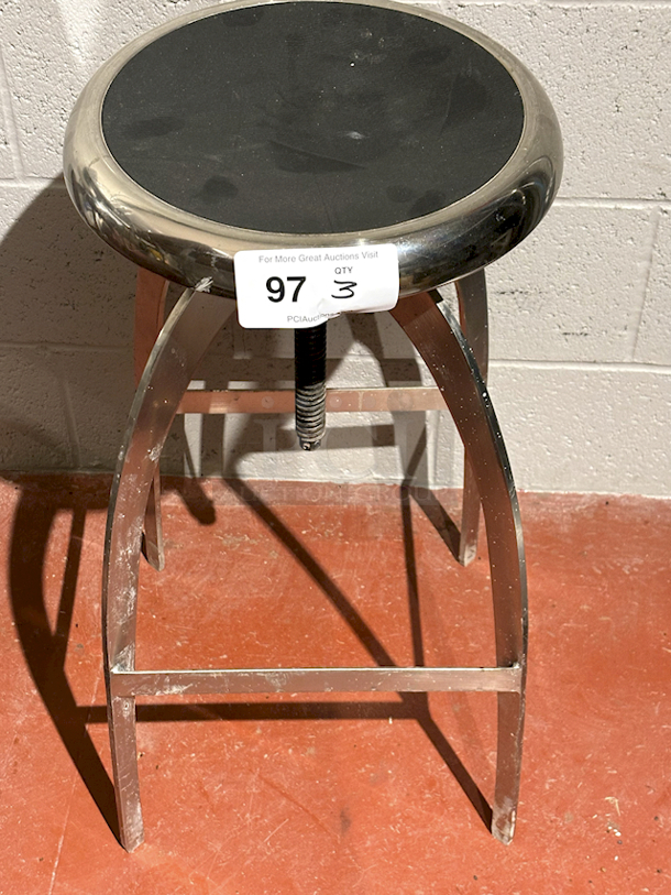 Colby Adjustable Bar Stool, Black Seat & Nickel Finish. 3x Your Bid - Image 2 of 4