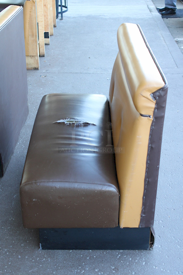NICE! Wood Framed Brown & Tan Padded Booth Seat. 45x26x36-1/2 - Image 5 of 5