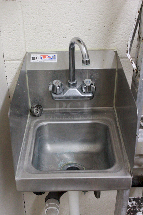 US Stainless Hand Wash Sink W/Side Wall Splash Guards. 12x15-1/2x15 - Image 1 of 3