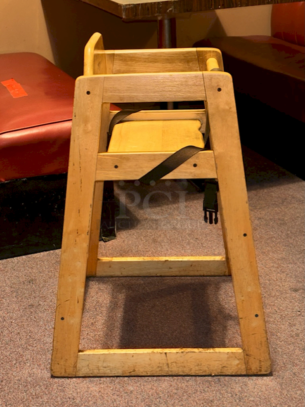 SOLID! GET HC-100-MOD-N-KD-1 Stackable Hardwood High Chair with Natural Finish - Image 3 of 6