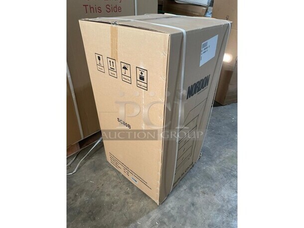 NEW IN THE BOX! Nordon Commercial Countertop Single Door Mini Reach In Cooler Merchandiser! With View Through Door! With Poly Coated Racks! 110/120V! Model: SC80B! - Image 2 of 8