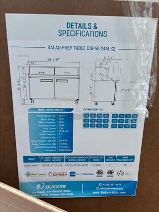 In the Box Brand New Scratch & Dent Dukers Commercial Food Prep Table with Optional Mega Top
