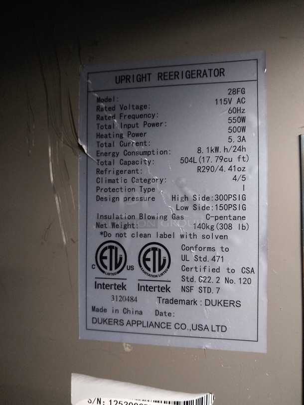 Dukers Commercial Reach In Freezer GLASS D28FG
 - Image 4 of 5