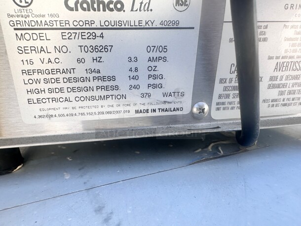 New! Crathco E29-4 11 1/4"  Cold Beverage Dispenser  115v Only Base Working - Image 4 of 9