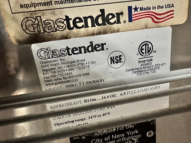 Excellent Glastender 84" Three Door Back Bar Refrigerator 115 Volt Tested and Working - Image 5 of 10