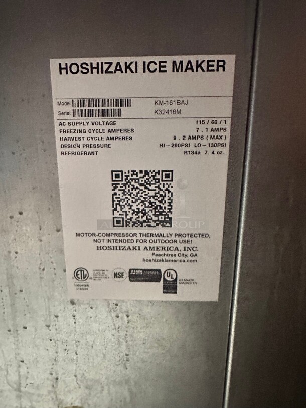 Late Model Hoshizaki KM-161BAJ 23 3/4W Crescent Cube Undercounter Ice Machine - 163 lbs/day, Air Cooled, ADA Wokring - Image 7 of 7