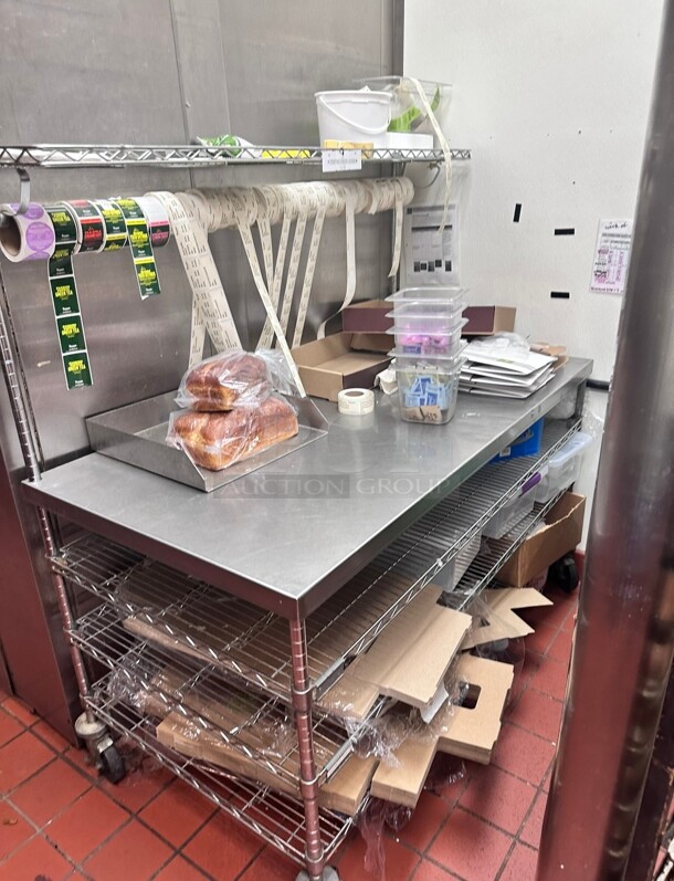 Commercial Stainless Steel Labeling Table With Wheels and Over Shelf - Image 2 of 8