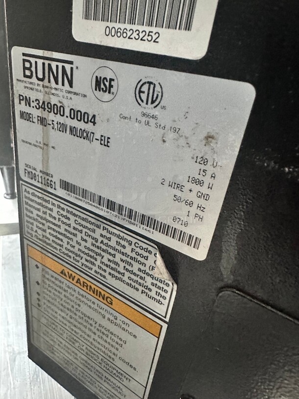 Bunn FMD-5 Fresh Mix Hot Powdered Drink Machine, 3 Hoppers, Cafe Display, 120v Working - Image 7 of 7