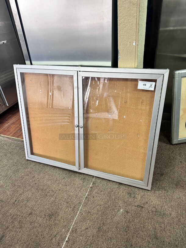 Clean Enclosed Cork Board with Aluminum Frame - Image 4 of 6