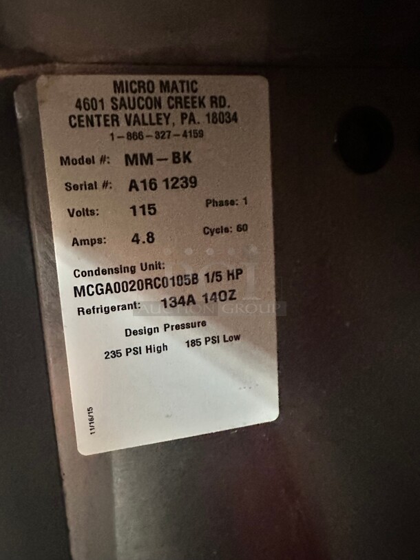 Late Model Micro Matic MM-BK 36 3/4 inch Dual Zone Kegrator Wine Dispenser with 4 Faucet (4) 1/6 Keg Capacity Working - Image 2 of 7