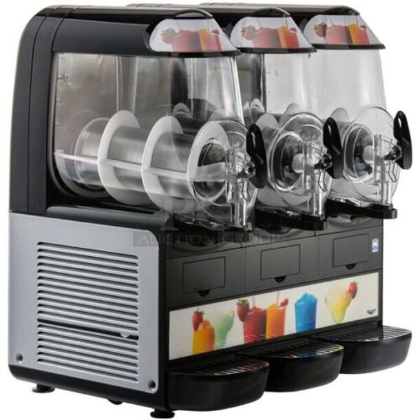 BRAND NEW IN BOX! Vollrath VCBF168-37 Metal Commercial Countertop Triple Hopper Slushie Machine. Hopper Has 2.6 Gallon Capacity. 120 Volts, 1 Phase. Tested and Working! - Image 1 of 8