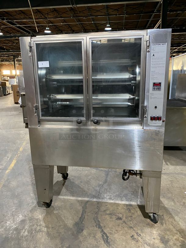 Hickory Commercial Natural Gas Powered Rotisserie Oven! With 2 View Through Doors! All Stainless Steel! On Casters! Model: N/5.8G SN: 58009 