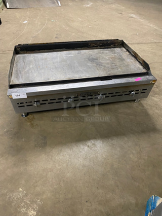 Bakers Pride Commercial Countertop Natural Gas Powered Flat Top Griddle! With Back And Side Splashes! All Stainless Steel! On Legs!