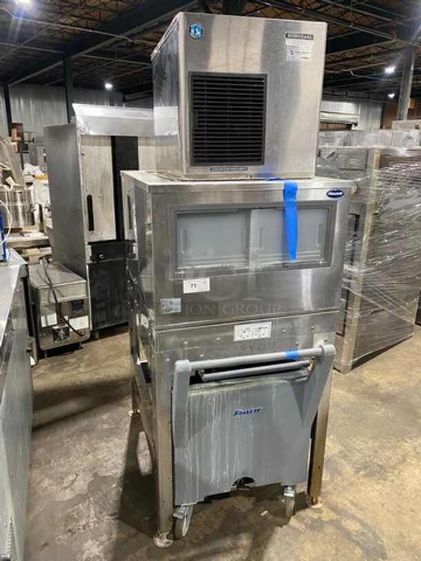 Hoshizaki Commercial Ice Maker Machine! With Follet Commercial Ice Transport System! All Stainless Steel! On Legs! Model: F450MAH SN: C17592L 115V 60HZ 1 Phase, Model: ITS500NS31 SN: E24932