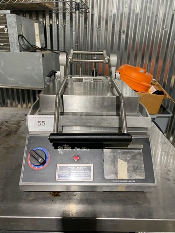 NEW! OUT OF THE BOX! Star Pro Max Commercial Countertop Panini/Sandwich Grill! With Flat Press! All Stainless Steel! Model: GR14B SN: GS141110A0047 120V - Image 1 of 11