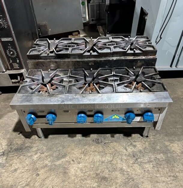 Castle Commercial Countertop Natural Gas Powered 6 Burner Range! All Stainless Steel! On Small Legs! Model: SUPHP36 SN: 3N643