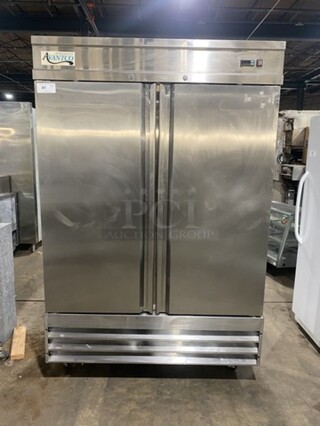 Nice! Avantco 2 Door Stainless Steel Reach In Freezer! With Poly Coated Racks! Model 178SS2FHC Serial 6715170419010312! 115V1 Phase! Working When Removed! On Casters!