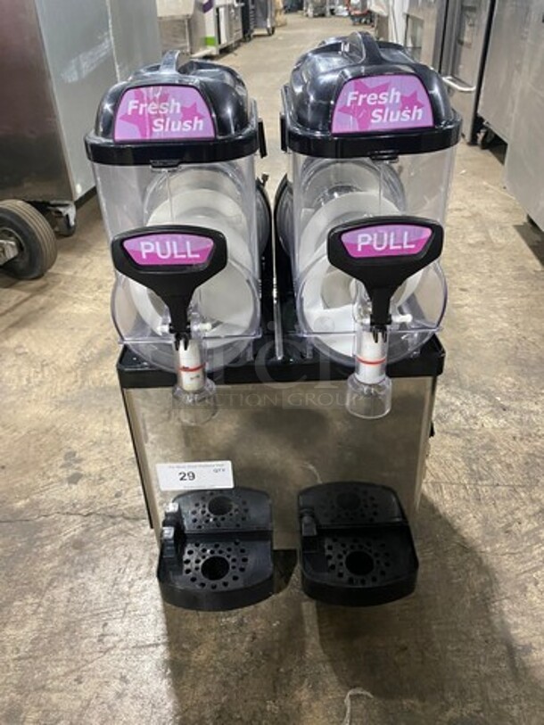Icetro Commercial Countertop 2 Flavor Slushie/ Frozen Beverage Dispenser! Stainless Steel body! On Small Legs! Model: SSM52 115V - Image 1 of 10