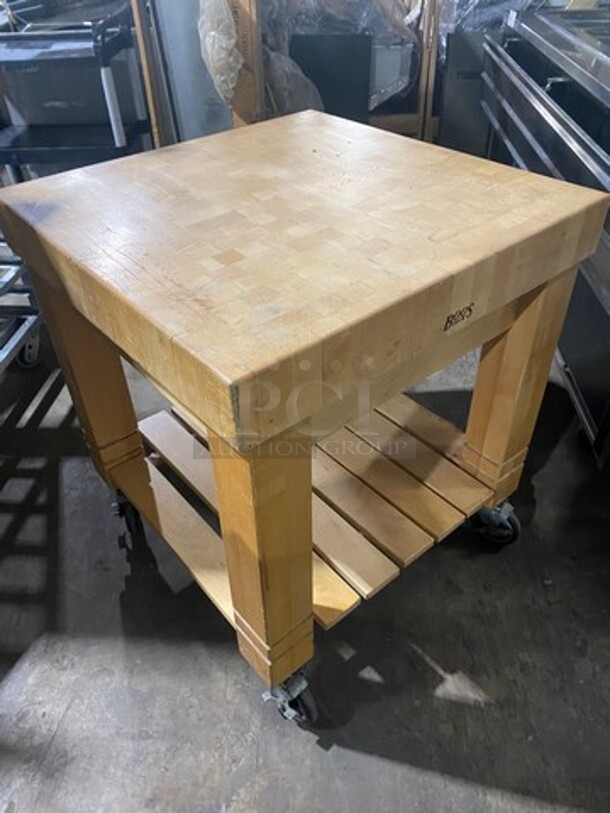 Boos Block Commercial Butcher Block Table! With Storage Space Underneath! On Casters! - Image 4 of 9