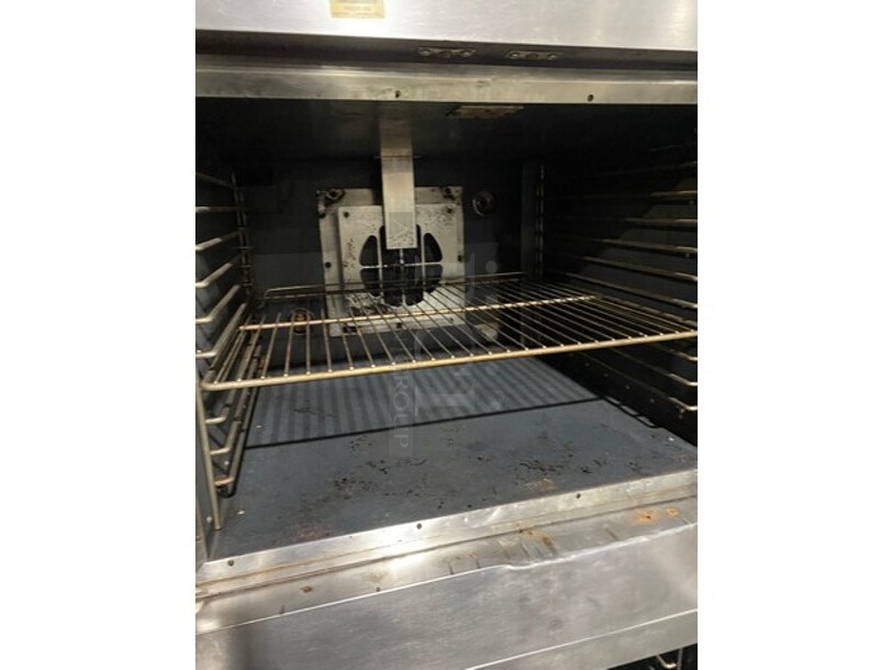 Vulcan Commercial Natural Gas Powered Double Stack Convection Ovens! With View Through Doors! All Stainless Steel! Model VC6GD38 Serial 481509660! On Casters! 2 X your Bid Makes One Unit!  - Image 6 of 12