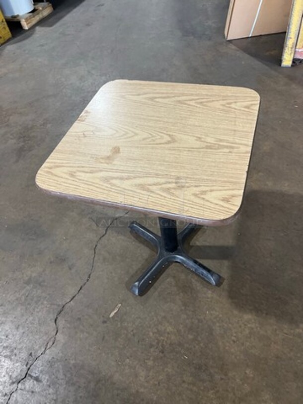 Square Wooden Pattern Table! With Metal Pedestal Base! 3x Your Bid - Image 2 of 5