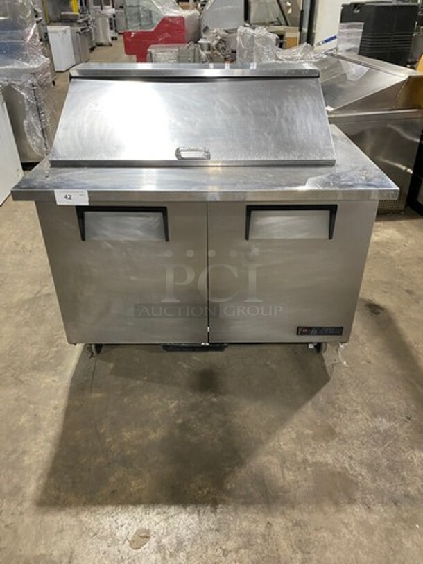 True Commercial Refrigerated Sandwich Prep Table! With 2 Door Underneath Storage Space! With Poly Coated Racks! All Stainless Steel! On Casters! Model: TSSU4818MB SN: 7025224 115V 60HZ 1 Phase - Image 1 of 9