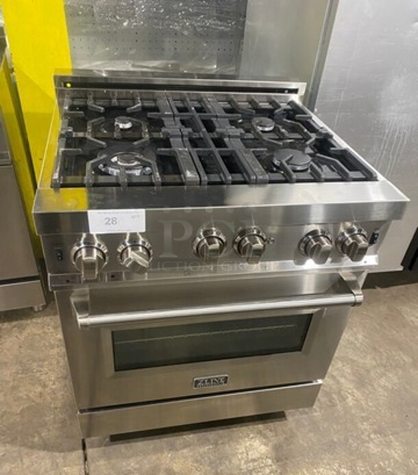 SWEET! Zline Gas Powered 4 Burner Stove! With Oven Underneath! Stainless Steel! On Legs! MODEL RG30 SN:19062276097 