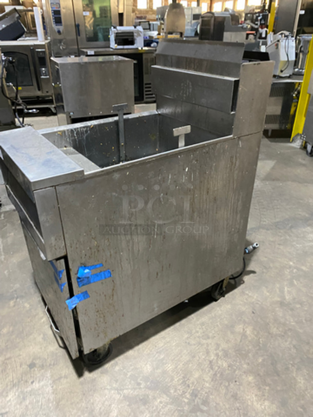 Dean Commercial Natural Gas Powered Deep Fat Fryer! With Backsplash! With Oil Filter System! All Stainless Steel! On Casters! Model: CFSMC160GN SN: 1012XQ0001 - Image 2 of 8