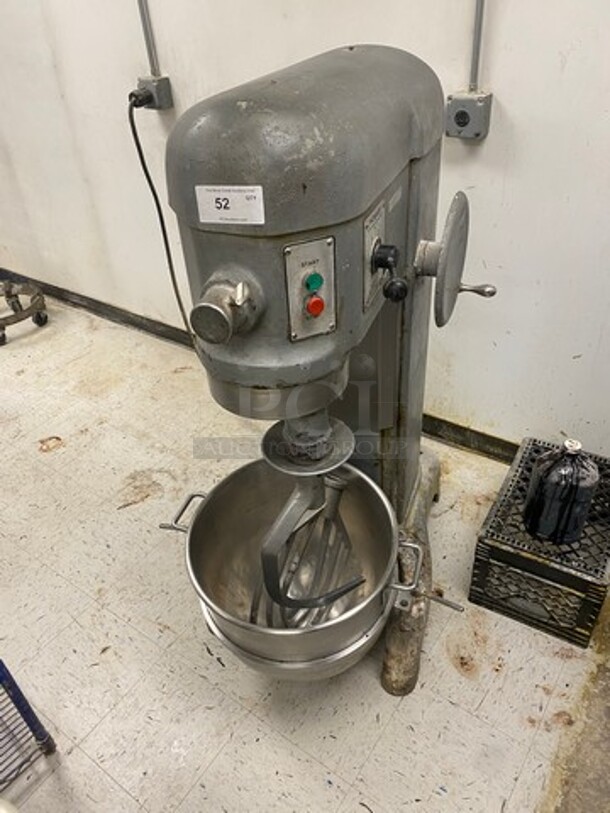 Hobart Commercial 60QT Planetary Mixer! With Hook And Paddle Attachment! With Mixing Bowl! WORKING WHEN REMOVED! Model: H600 SN: 1401657 208V 60HZ 3 Phase