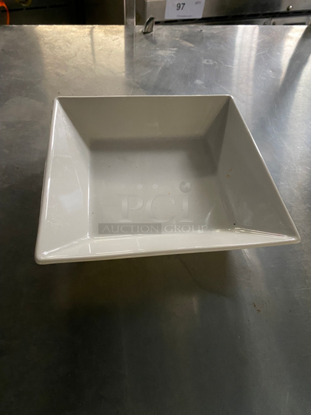 Earthenware Square 8" White Ceramic Plates! Includes Black Poly Crate! - Image 2 of 6