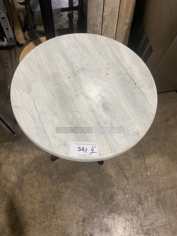 LIKE NEW! Round Wooden Pattern Table! With Black Metal Base! 2x Your Bid! - Image 2 of 4