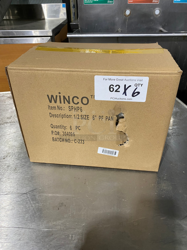 NEW! IN THE BOX! Winco Stainless Steel Perforated Food Pans! 6 Pans In Box! 6x Your Bid!