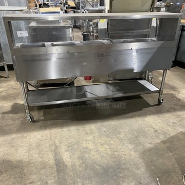 Eagle Commercial Electric Powered 5 Well Steam Table! With Storage Space Underneath! All Stainless Steel! On Casters! Model: YSPHT5 SN: 2008990234 208V 60HZ 1 Phase