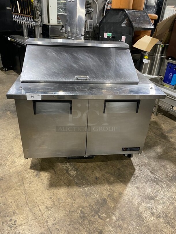 True Commercial Refrigerated Sandwich Prep Table! With 2 Door Underneath Storage Space! With Poly Coated Racks! All Stainless Steel! On Casters! Model: TSSU4818MB SN: 7025224 115V 60HZ 1 Phase - Image 1 of 9