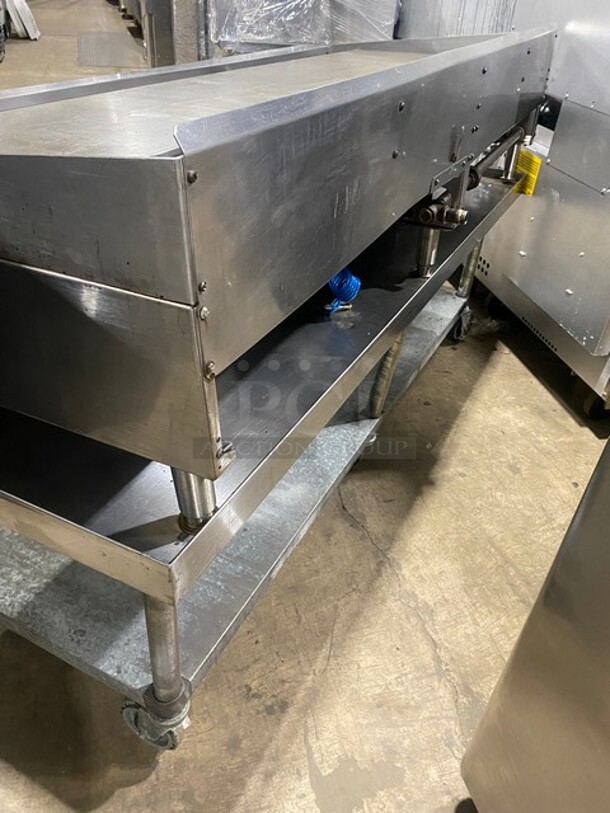WOW! Garland Heavy Duty Commercial Countertop Gas Powered Flat Griddle! 1 Inch Thick Plate!  With Back And Side Splashes! On Equipment Stand! With Storage Space Underneath! All Stainless Steel! On Casters! Working When Removed! - Image 4 of 8