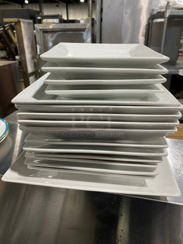 DAD White Ceramic Assorted Size Square Serving Plates! 16x Your Bid! - Image 2 of 7