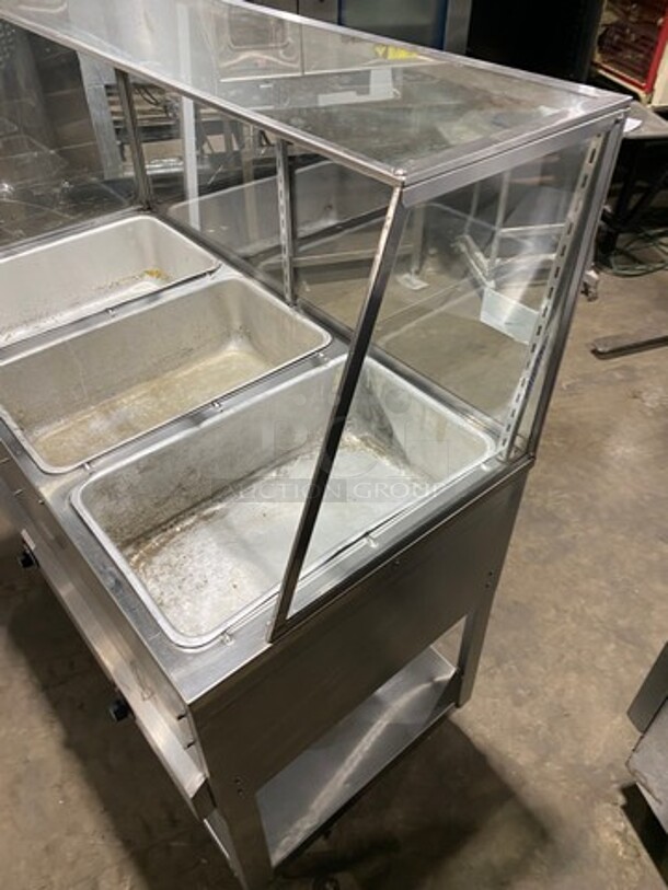 BK Resources Commercial Electric Powered 3 Well Steam Table! With Sneeze Guard! With Storage Space Underneath! All Stainless Steel! On Legs! Model: STE3120 120V 60HZ 1 Phase - Image 4 of 9