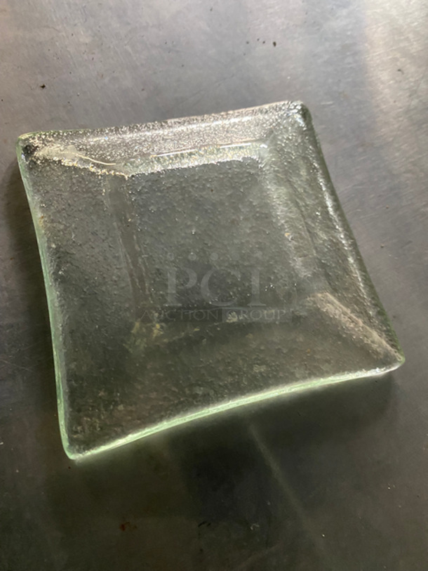 CUTE! Square 3" Crystal Clear Saucers! 3x Your Bid! Includes Black Poly Crates! - Image 5 of 6