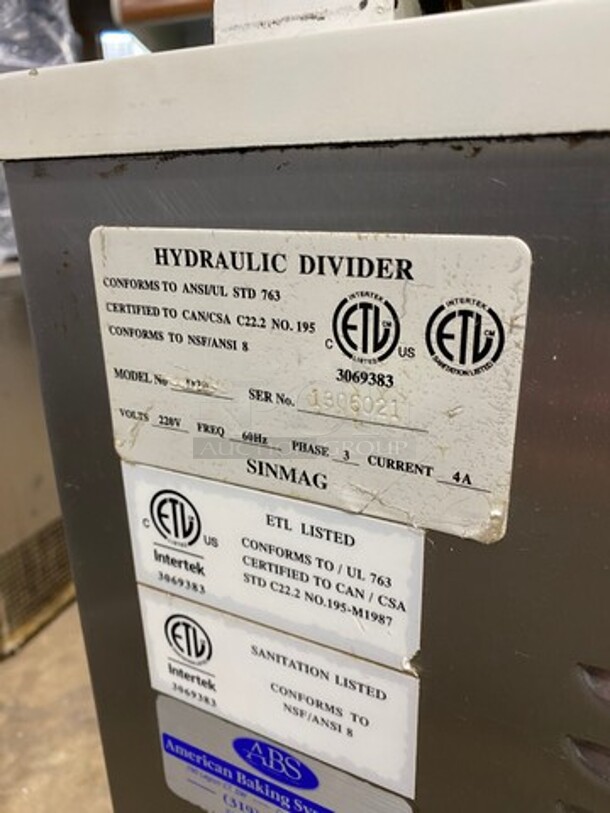 ABS Commercial Floor Style Dough Divider! All Stainless Steel Body! Working When Removed! MODEL D20 SN:1306021 220V 3PH - Image 8 of 9