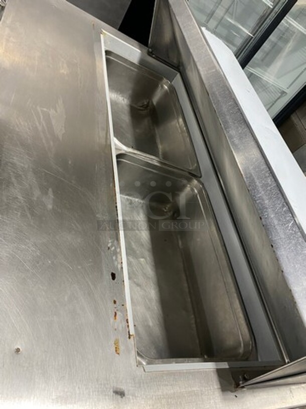 Migali Commercial Refrigerated Mega Top Sandwich Prep Table! With 2 Door Storage Space Underneath! Poly Coated Racks! All Stainless Steel! On Casters! Model: G3SP4812 SN: 10120088M 115V 60HZ 1 Phase - Image 8 of 9