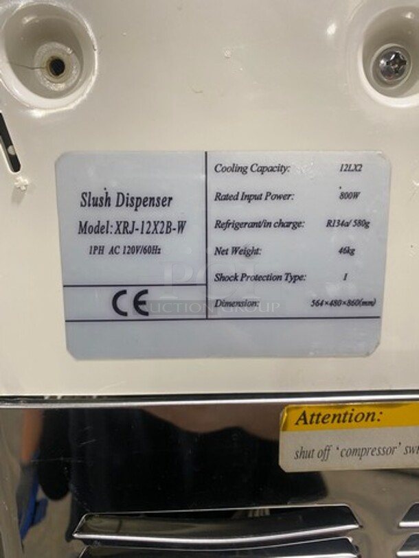 Commercial Countertop 2 Flavor Slushie/ Frozen Beverage Dispenser! Model: XRJ12X2BW 120V 60HZ 1 Phase - Image 5 of 7