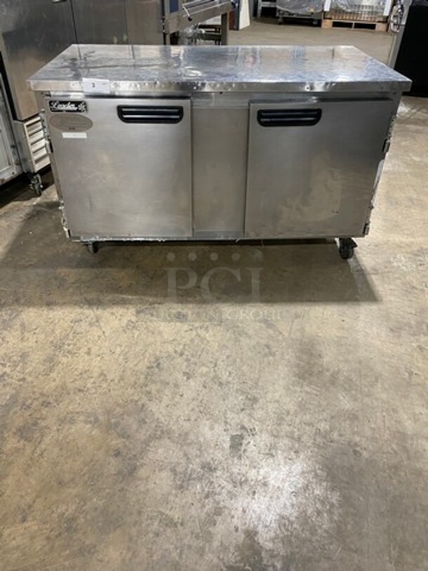 2015 Leader Commercial 2 Door Lowboy/Worktop Cooler! With Poly Coated Racks! All Stainless Steel! On Casters! Model: ESLB60SC SN: NQ06S2604 115V 60HZ 1 Phase