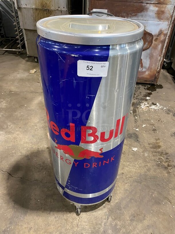  Red Bull Barrel Display Cooler! With Cover! 115V 1 Phase! On Casters! - Image 1 of 7