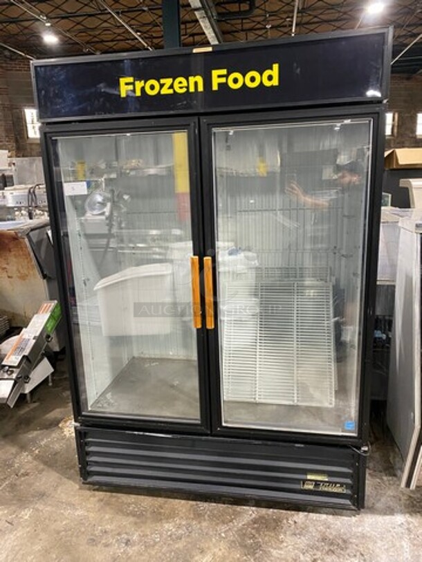True 2 Door Reach In Freezer Merchandiser! With View Through Doors! Poly Coated Racks! WORKING WHEN REMOVED! Model: GDM49FLD SN: 8059355 115/208/230V 60HZ 1 Phase