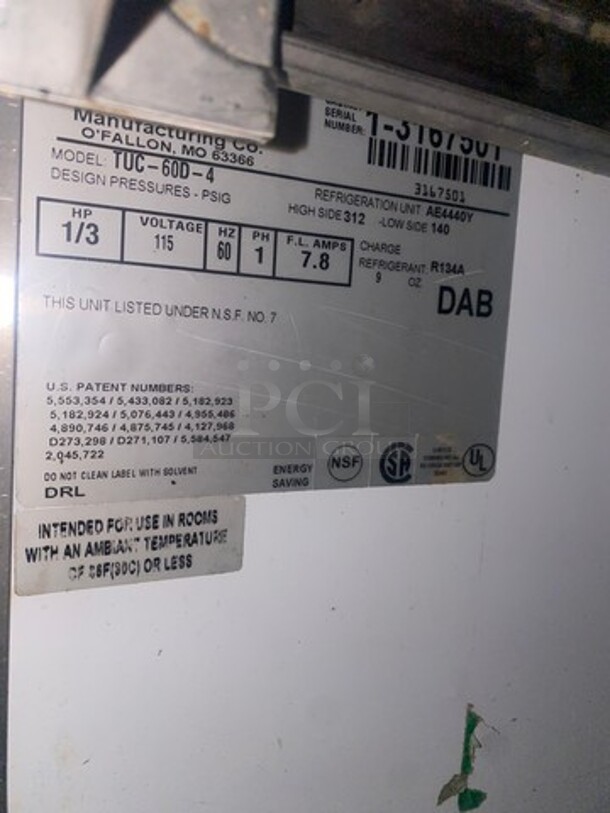 True Commercial Refrigerated 4 Drawer Lowboy Worktop Cooler! All Stainless Steel! On Casters! Model: TUC60D4 SN: 13167501 115V 60HZ 1 Phase - Image 7 of 9