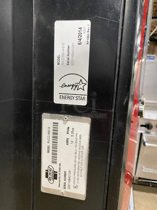SWEET! Royal Vendors Commercial Floor Style Refrigerated Soda Can Vending Machine!  Suitable for Outdoor Use! MODEL RVCC6609 SN: 200116BA01331 - Image 10 of 11
