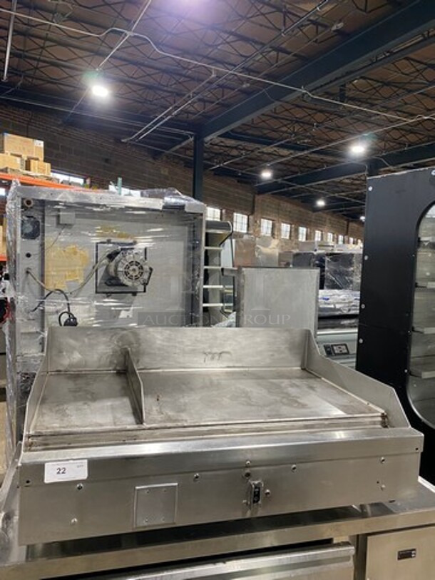 Woodstone Commercial Countertop Natural Gas Powered Flat Griddle! With Split Top! With Back & Side Splashes! All Stainless Steel! On Legs! - Image 1 of 11