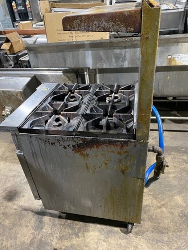 Imperial Commercial Natural Gas Powered 4 Burner Stove! With Raised Back Splash And Salamander Shelf! With Oven Underneath! All Stainless Steel! On Casters! WORKING WHEN REMOVED! Model: IR4 SN: 03273711 - Image 2 of 10