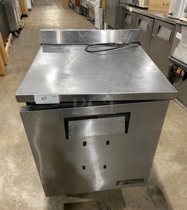 True Commercial Single Door Lowboy/Worktop Freezer! With Back Splash! All Stainless Steel! Model: TWT27F SN: 8587390 115V 60HZ 1Ph