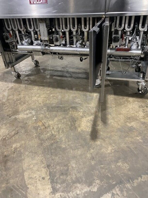 WOW! Vulcan Commercial Natural Gas Powered 3 Bay Deep Fat Fryer! All Stainless Steel! On Casters! Model: 3GR65F SN: 481533671 - Image 7 of 11